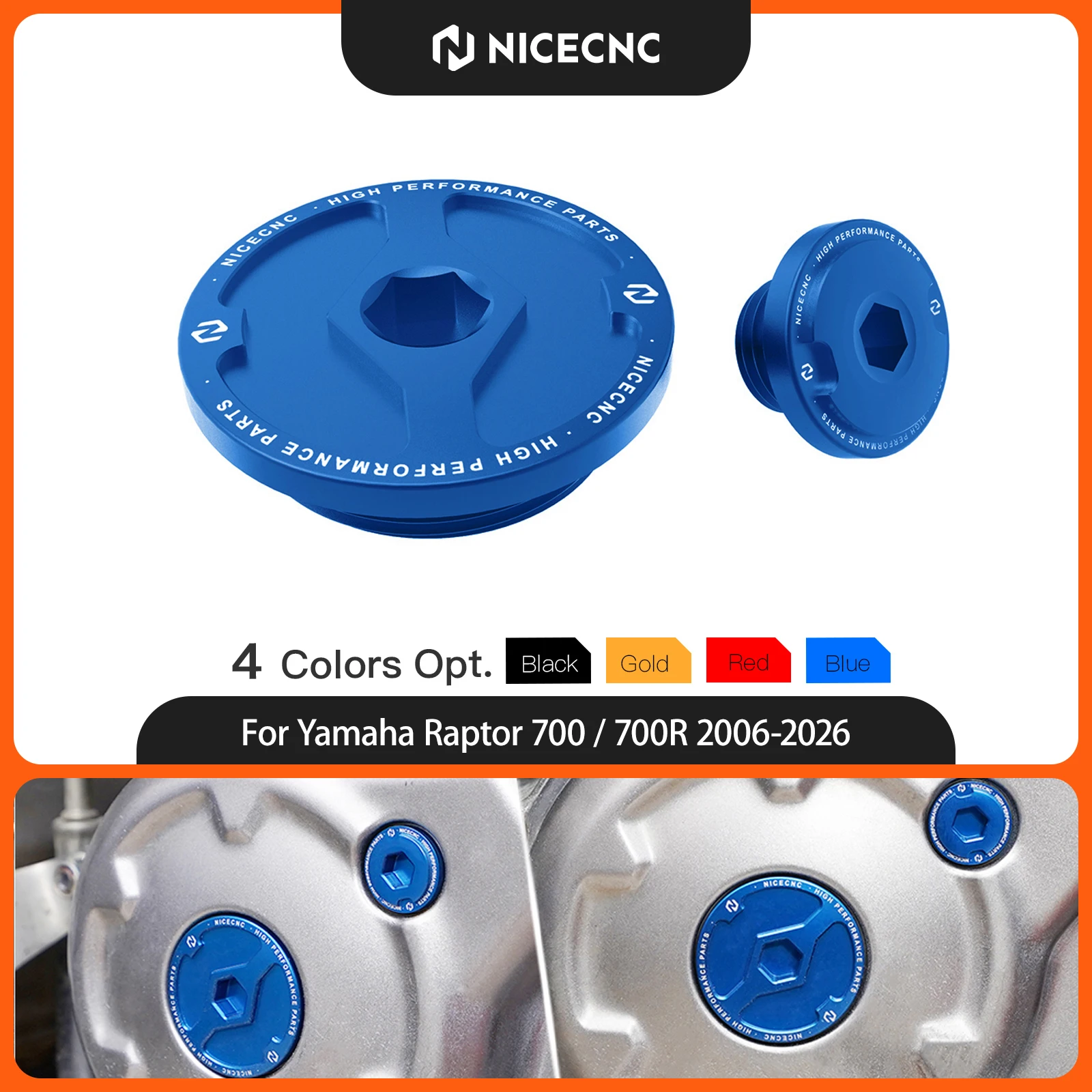 NICECNC Kit de Tapones para Cárter de Motor para Yamaha Raptor 700 2006-26, Accesorios para ATV Yamaha Raptor 700R YFZ450R Grizzly