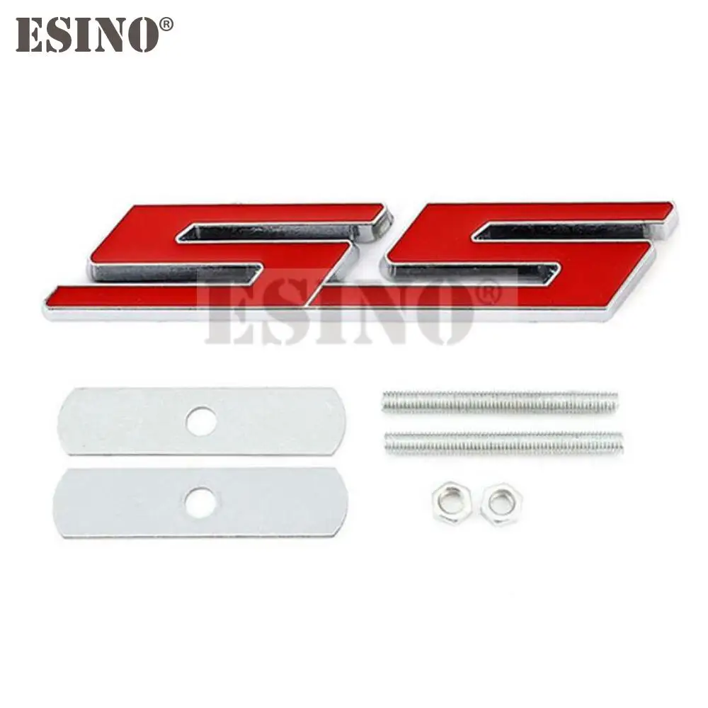 جديد تصفيف السيارة ثلاثية الأبعاد معدن الكروم سبائك الزنك شعار جسم السيارة SS الجبهة شواء شارة ملصق مائي لشروليه SS كامارو SS #6