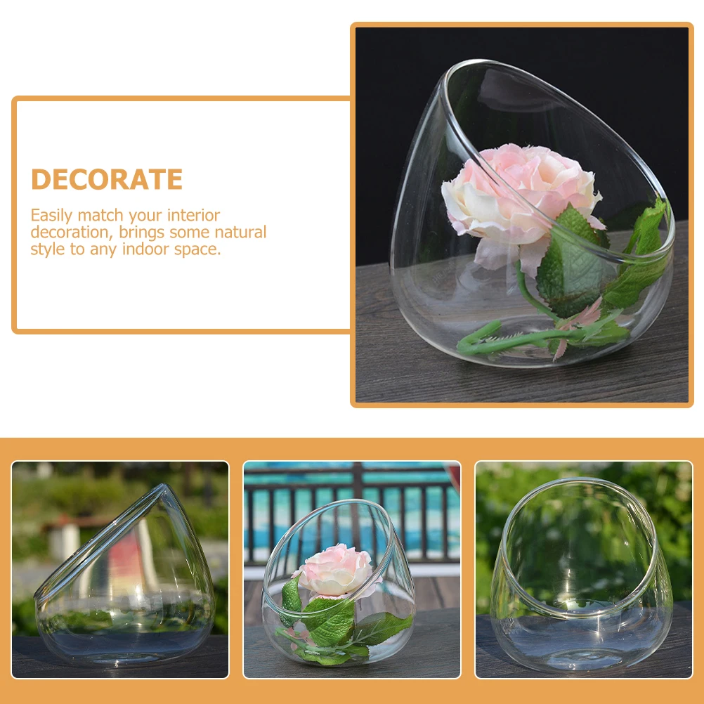 Glass Terrarium Slant Cut Micro-Landscape Bottle Comfortable Hand Feeling Easy Clean Moss Crafts Interior Decoration DIY Empty