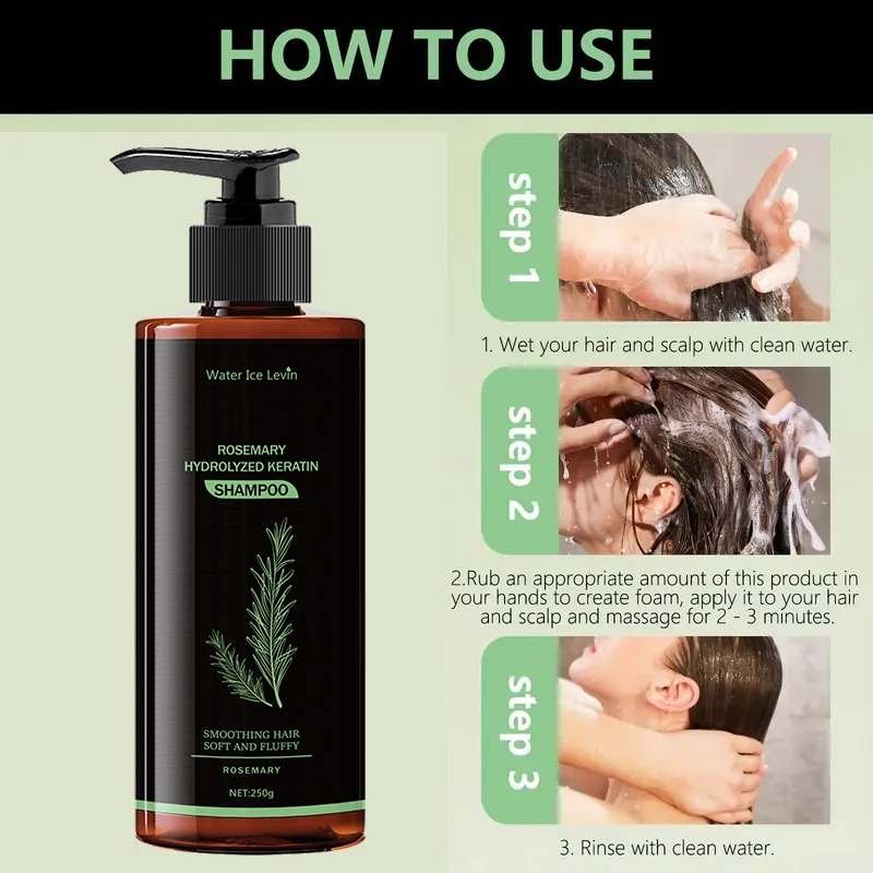 Rosmarin-Keratin-Shampoo – frisch und nicht fettend, reich an Rosmarin-Extrakten und Aminosäuren, gesundes Haar, vergrößertes Volumen, Pflege für jedes Haar