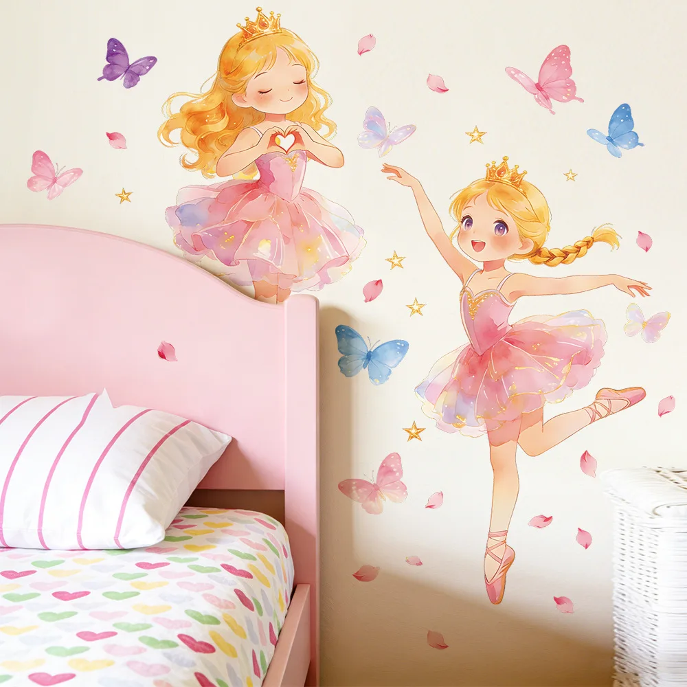 Cartoon Ballett-Tänzerin Schlafzimmer Wohnzimmer Arbeitszimmer Heim Wanddekoration Wandaufkleber Selbstklebend
