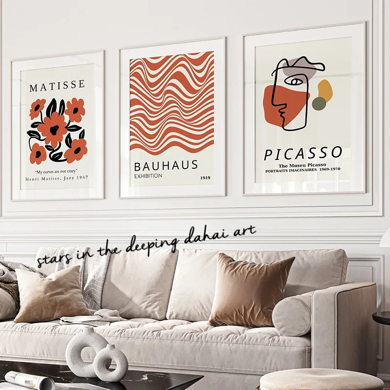 Abstract Picasso Matisse Bauhaus Modern Artworks Series Art Poster Canvas Painting Wall Print Picture for Living Room Home Decor