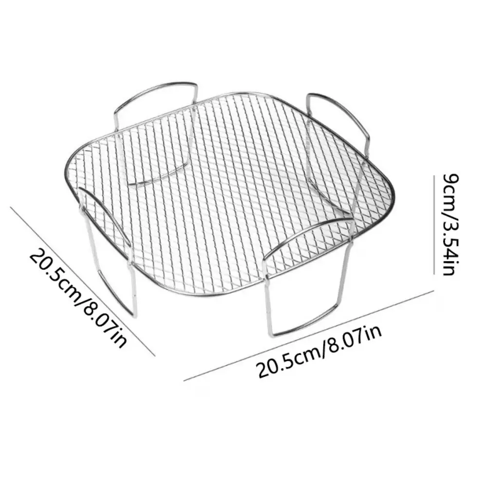 Friteuse à Air en maille d'acier inoxydable, support de cuisson, poignée empilable, four à griller, grille de refroidissement à la vapeur résistante à la chaleur de qualité alimentaire