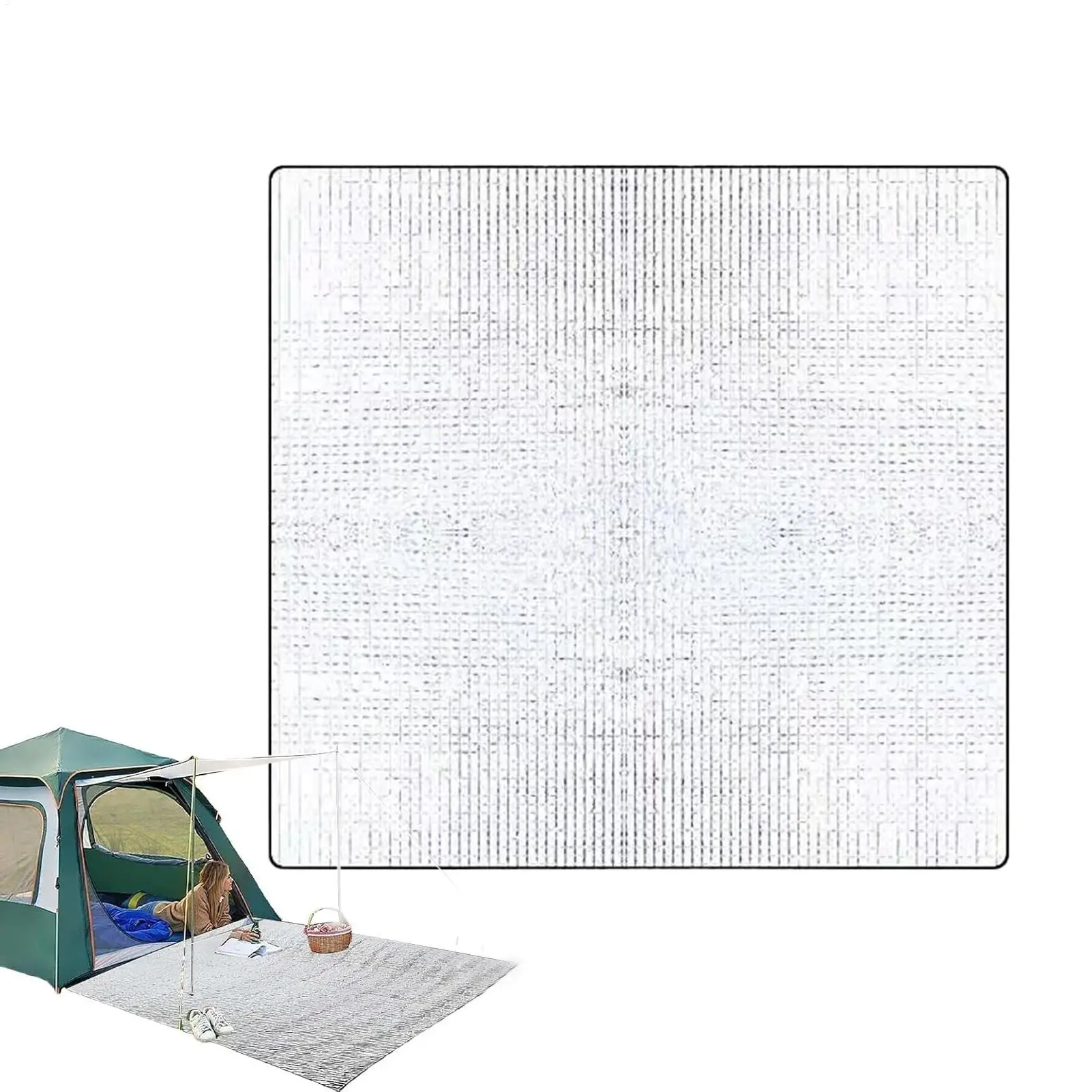 200x200cm Foldable Double-Sided Aluminium Foil Camping Mat Waterproof Insulating Pad for Beach Tent Hiking Picnic Outdoor Patio
