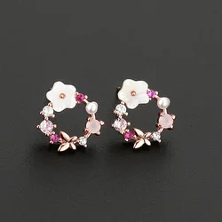 Cute Korean Personality Small Flower Stud Earrings For Women Temperament Simple Fashion Metal Female Stud Earrings