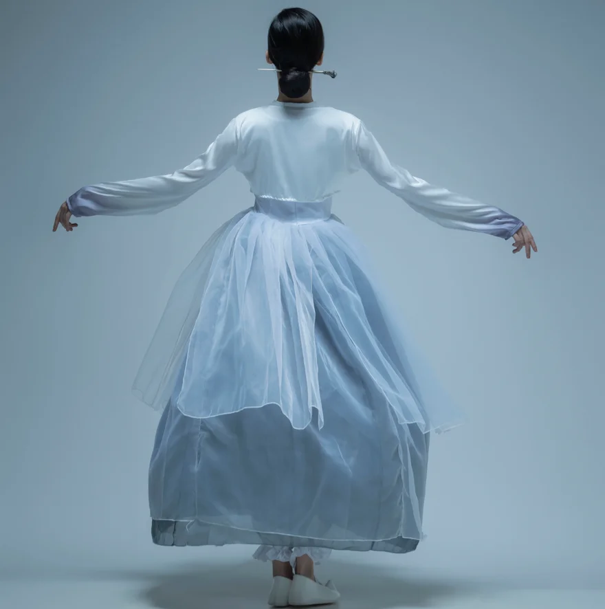 Traje de danza tradicional coreana Ele, nueva falda Sle para mujer, traje de práctica de actuación en escenario etéreo Dain