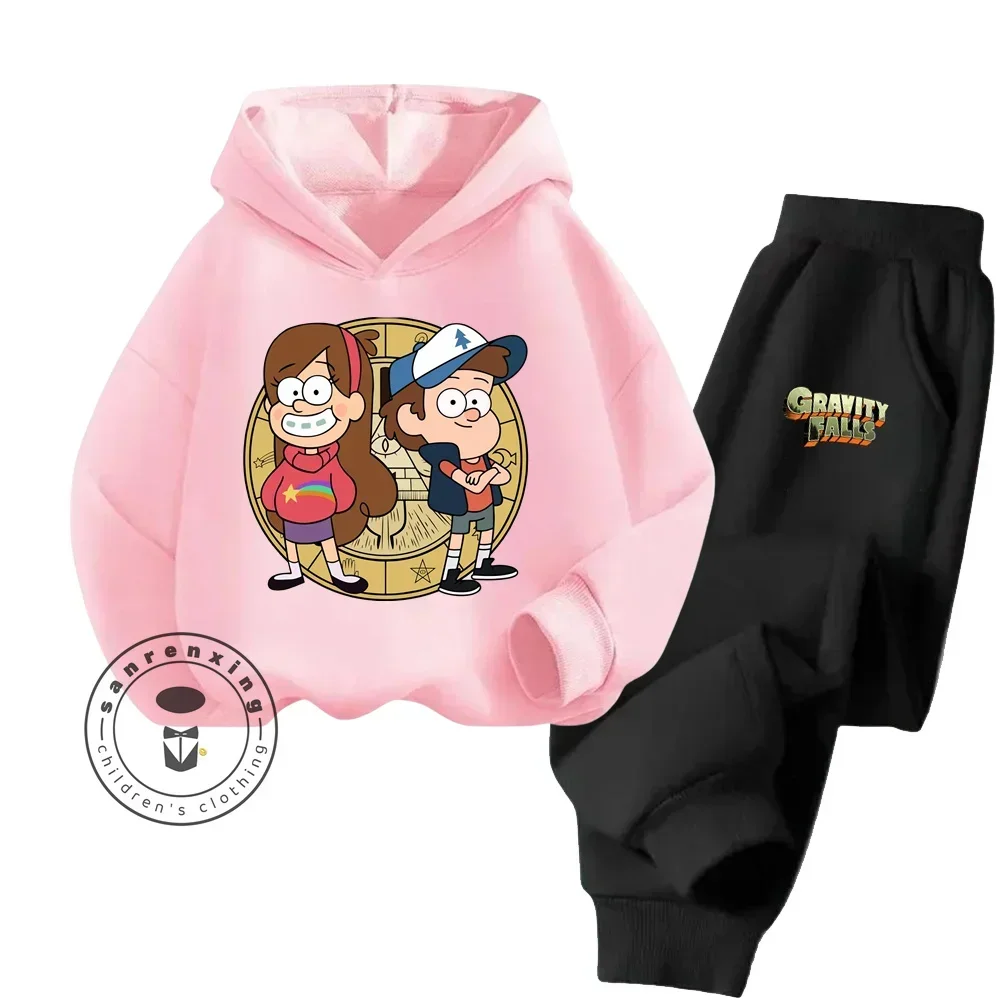 2024 Gravity Falls American style Casual Soft Kawaii Fun Kids Sportswear Boys Hoodies 2 sets of boys and girls suit sportswear