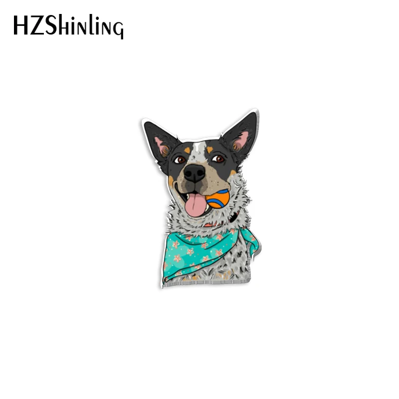 2023 New Australian Cattle Dog Acrylic Lapel Pin Animal Epoxy Butterfly Clasp Pin Handmade Butterfly Brooch