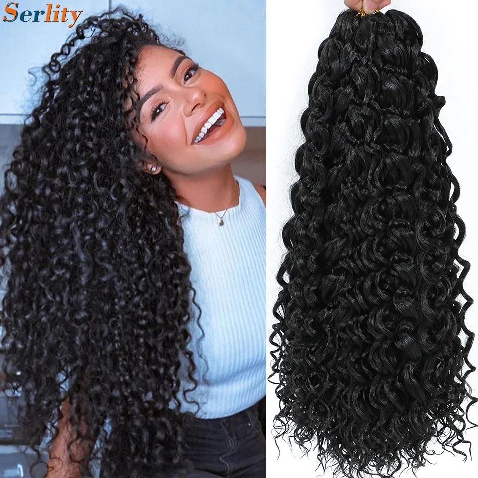 14 18 Inch Ombre GoGo Curl Crochet Hair Deep Wave Crochet Hair Natural Black Beach Curl Synthetic Hair Ocean Wave Braiding Hair