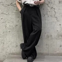 2024 Men Pants Solid Color Button Korean Style Loose Straight Trousers Men Streetwear Joggers Fashion Casual Male Pants INCERUN