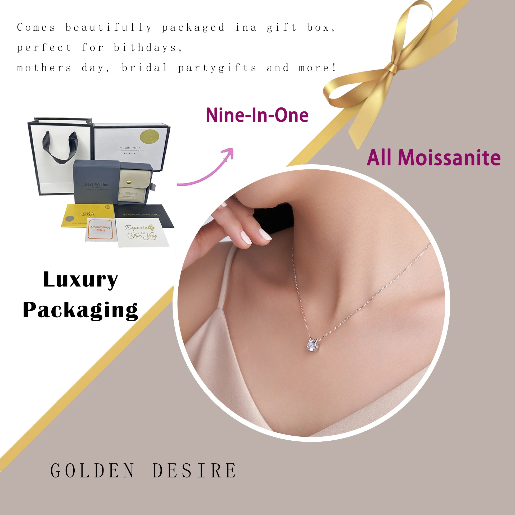 

1,5 карата S925 стерлингового серебра круглой огранки подвеска-пасьянс ожерелье с четырьмя зубцами гипоаллергенный подарок готовый