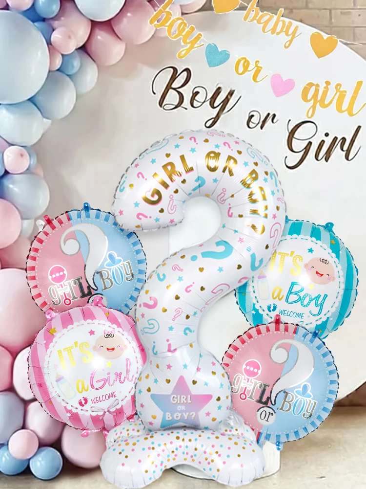 5-teiliges Foliensilien-Ballon-Set mit Geschlecht offenbaren, Geburtstagsfeier, Babyparty, Party-Hintergrunddekoration.