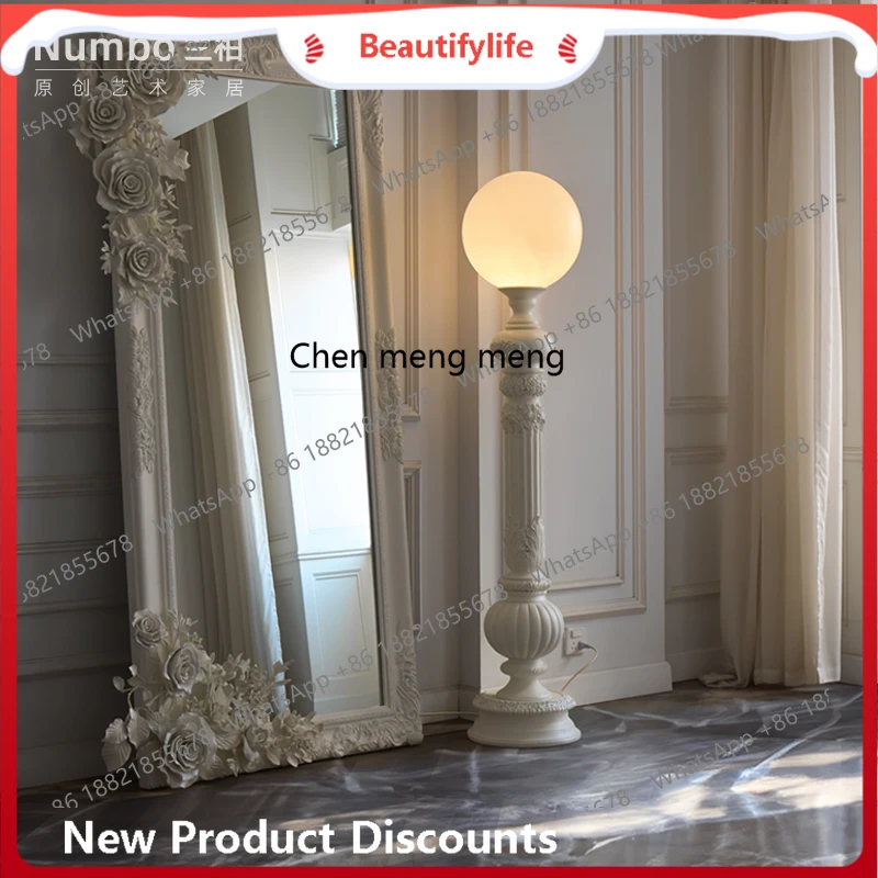 

Discounts French floor lamp villa living room fireplace ambient lighting decoration medieval original art carving high-end retro