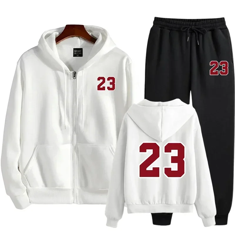 Autumn and winter men's sportswear, fitness and sportswear sets, hoodies, fashionable single-piece zippered hoodies
