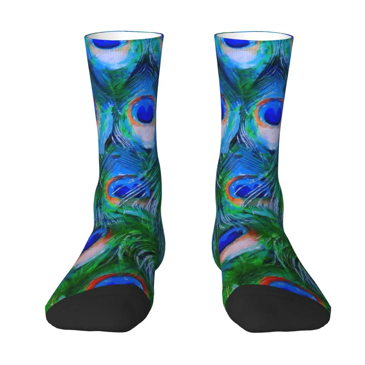 Peacock Feathers Art Stockings Animal Print Modern Socks Autumn Anti Sweat Socks Women Men Running Sports Breathable Socks