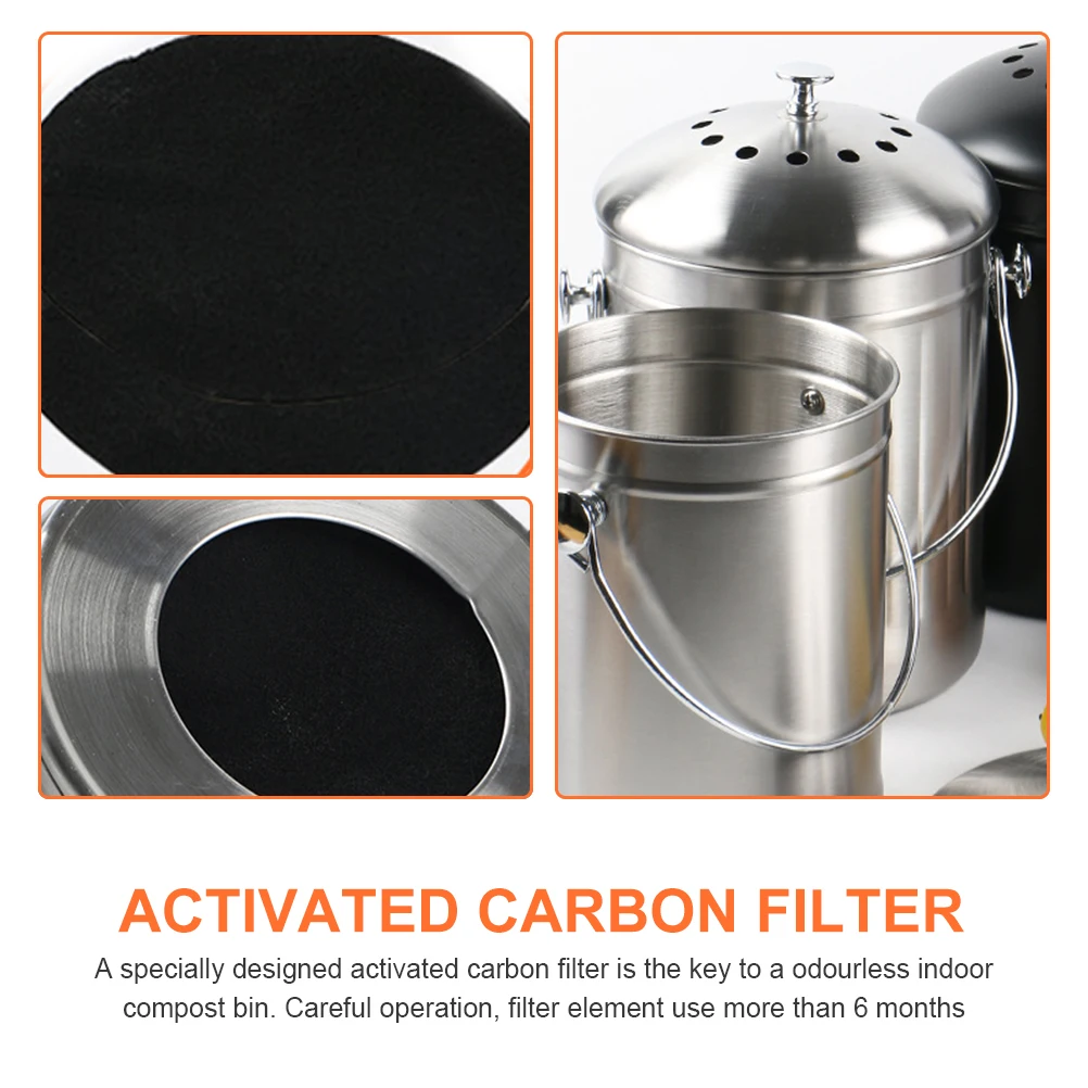 

Stainless Steel Compost Odorless Indoor Countertop Food Waste Activated Carbon Filter Home Composter Large Capacity