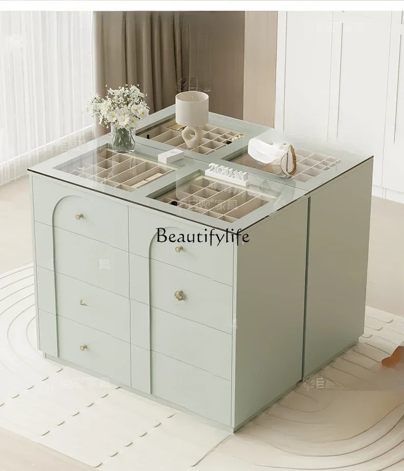 

XX39Storage Cabinet Integrated Cloakroom Middle Island Bedroom Jewelry Nordic Decorative Cabinet with Glass