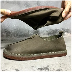 barefoot shoes Men's genuine leather oxford women's natural leather loafers shoes retro single cowhide handmade 43 44 shoes