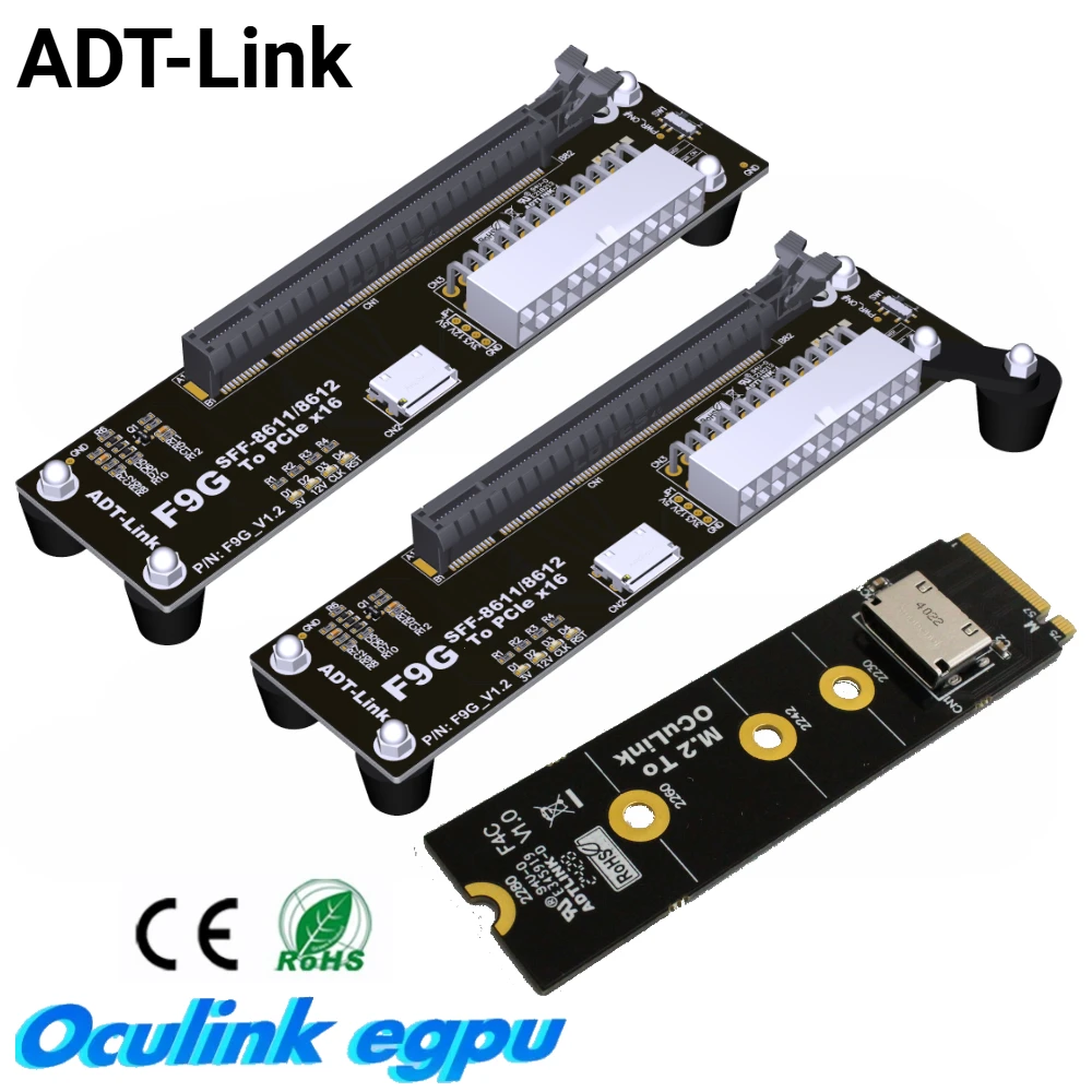 PCIe 4.0 X4 OCuLink Laptops External Graphics Card Gaming GPU Dock F9G-BK7 64Gbps M.2 NVMe To SFF-8612 Oculink EGPU Adapter Card