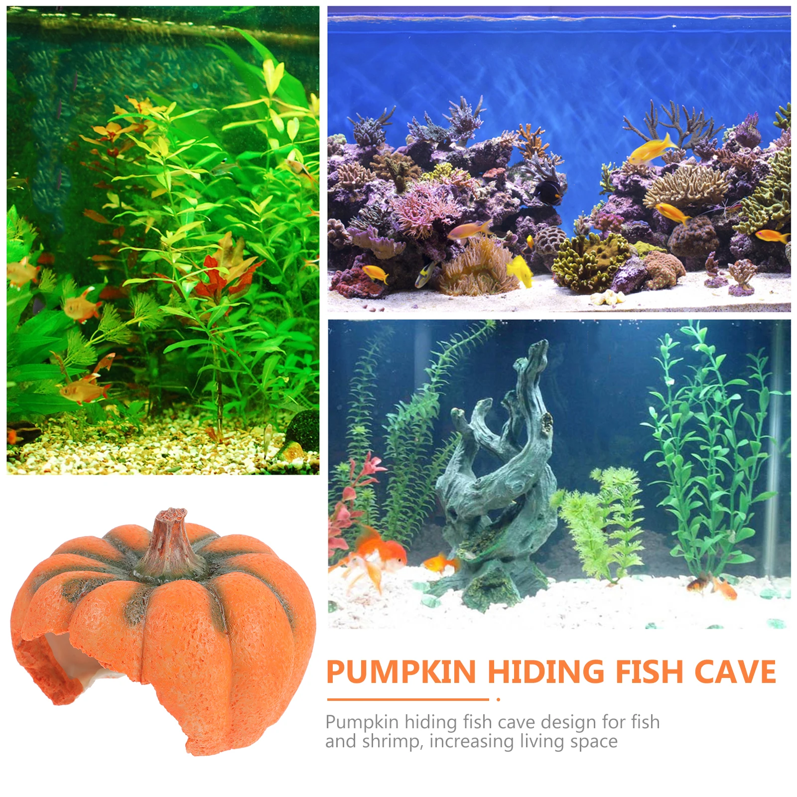 

Pumpkin Hideout Decorative Aquarium Cave Shrimp Breeding Accessories Shelter for Resin Landscaping
