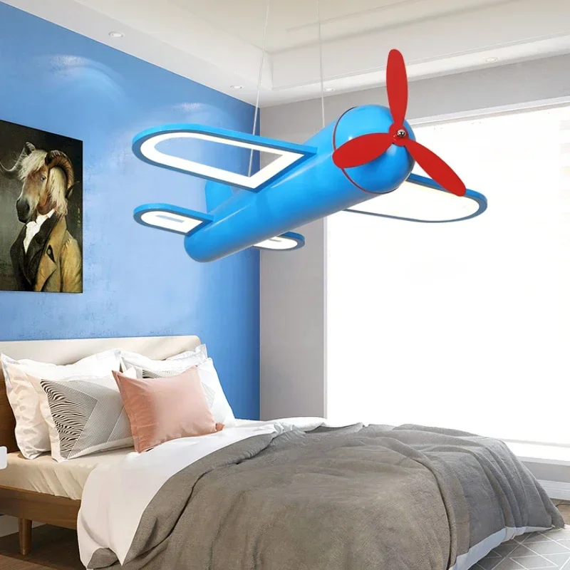 Creative Airplane LED Ceiling Lamp Modern Hanging Light Fixture For Kids Bedroom Boys Room Home Decoration Aviation Theme Decor