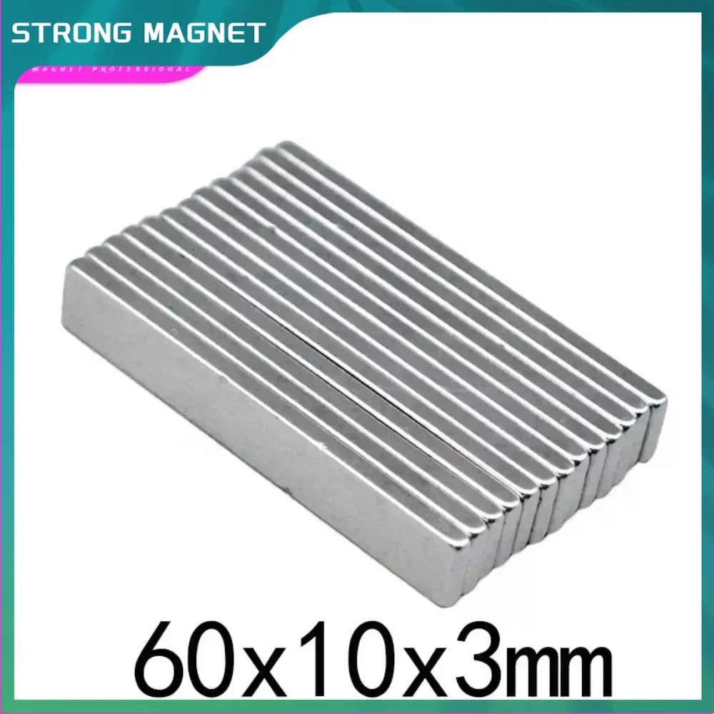 

60x10x3mm NdFeB Super Strong Neodymium Magnets Block Permanent Magnet 60x10x3 mm N35 Powerful Magnetic 60X10X3mm