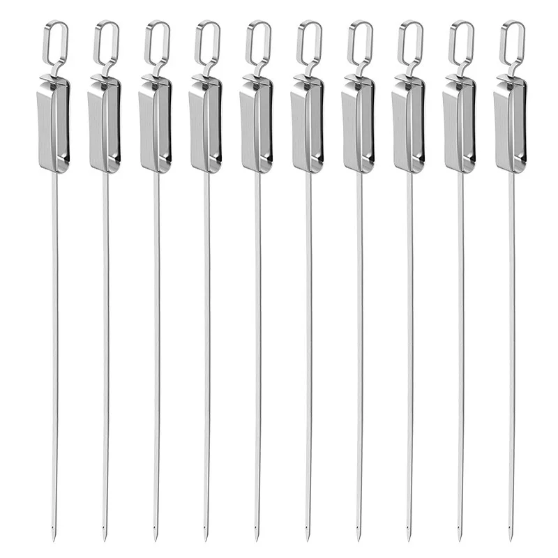 Skewers for Barbecue Reusable Grill Stainless Steel Skewers Shish Kebab BBQ Camping Flat Forks Gadgets Kitchen Accessories Tools