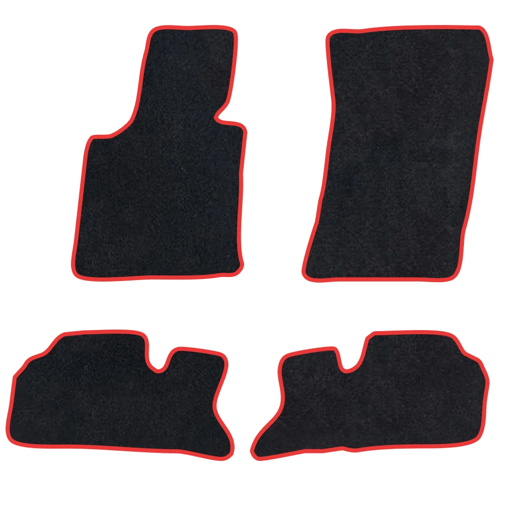 

Car Floor Mat For Bmw 3 Series 2004-2010 E92 2doors Couple Polyester suede Anti Slip black Backing red Binding Trim Edge