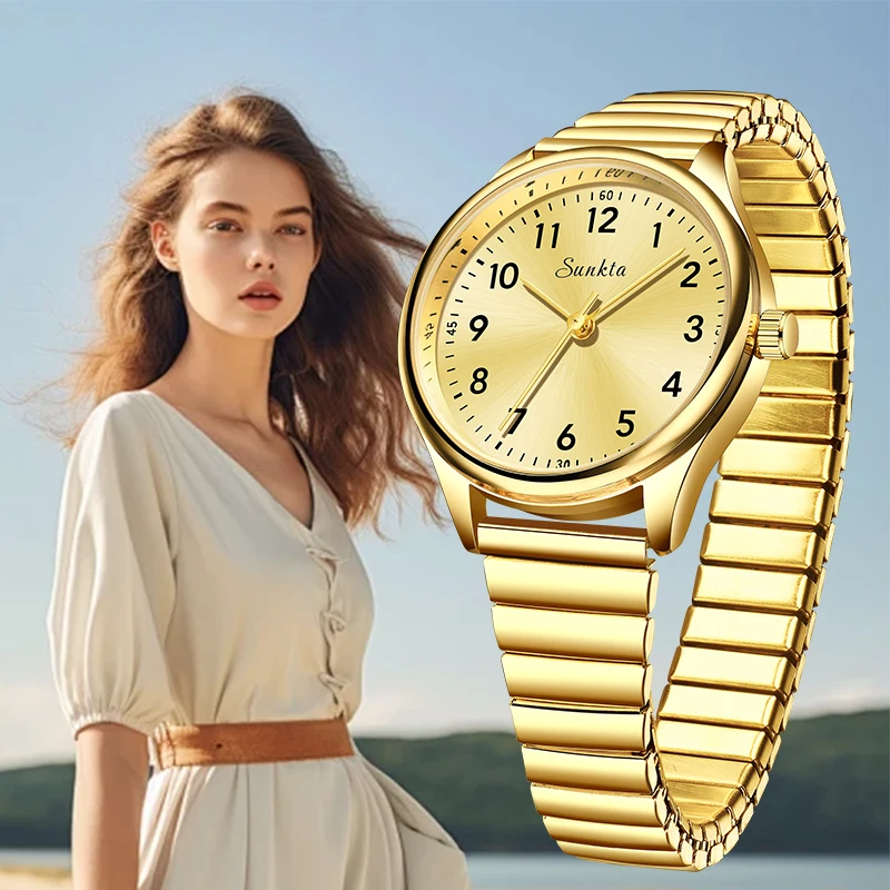 

LIGE Sunkta Stylish Elegant Luxury Quartz Woman Watch Simple Fashion Casual Stainless Steel Belt Waterproof Women's Wristwatches