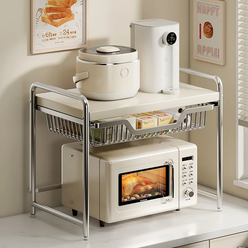 

Kitchen Countertop Microwave Oven Shelf Rack Utensils Tableware Rice Cooker Storage Cupboard Air Fryer Shelf Organizer Holder