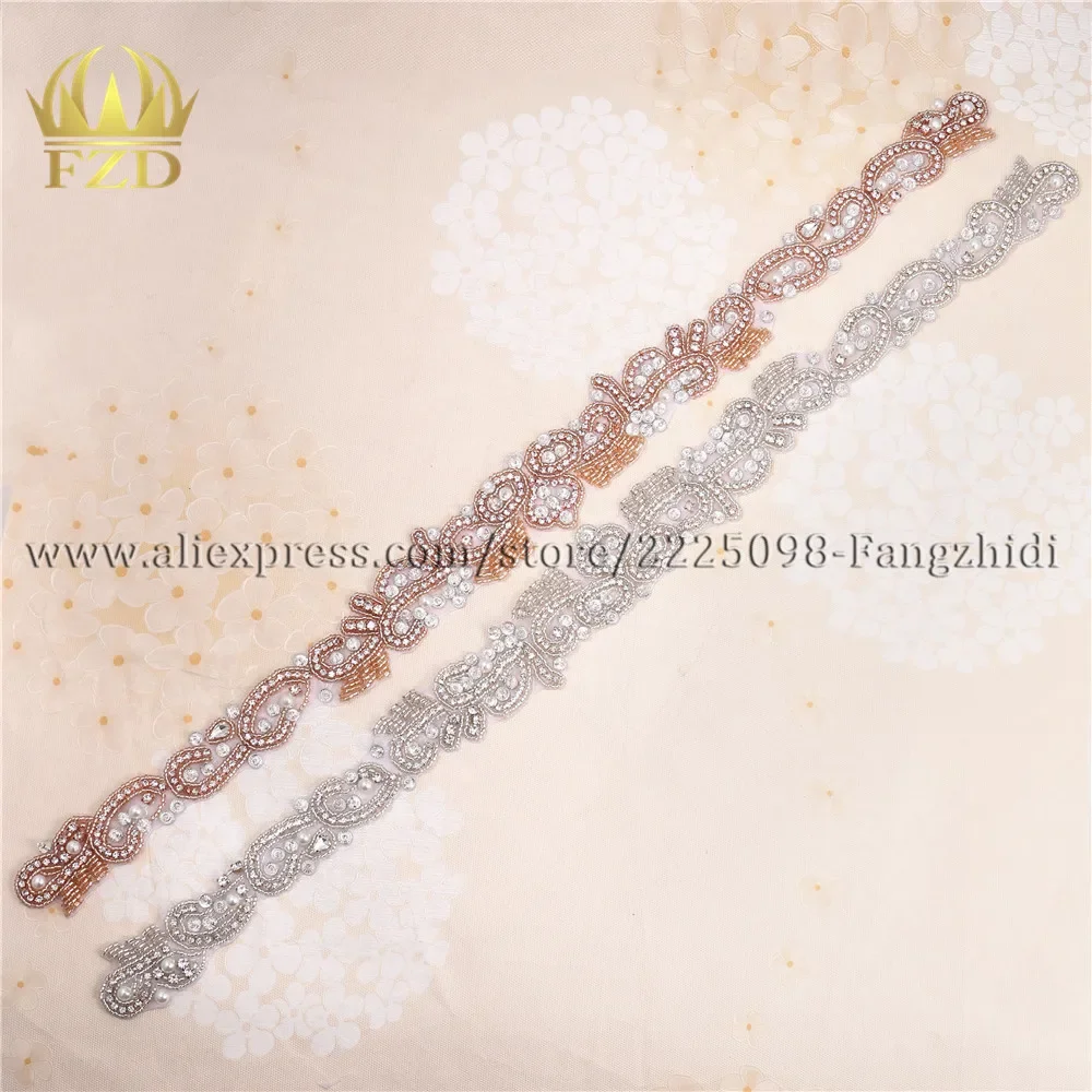 

FZD 10 Piece Bridal Applique Belt Accessories sew on Appliques Trim For Wedding Dress Decorations Garments Brides Waistband