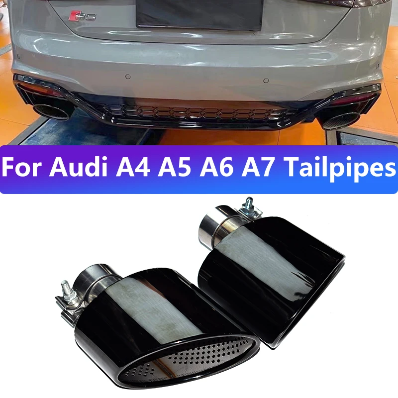 Modyfikacja rury wydechowej Audi A4 A5 A6 A7 RS4 RS5 RS6 RS7, końcówka tłumika ze stali nierdzewnej, czarna, owalna.