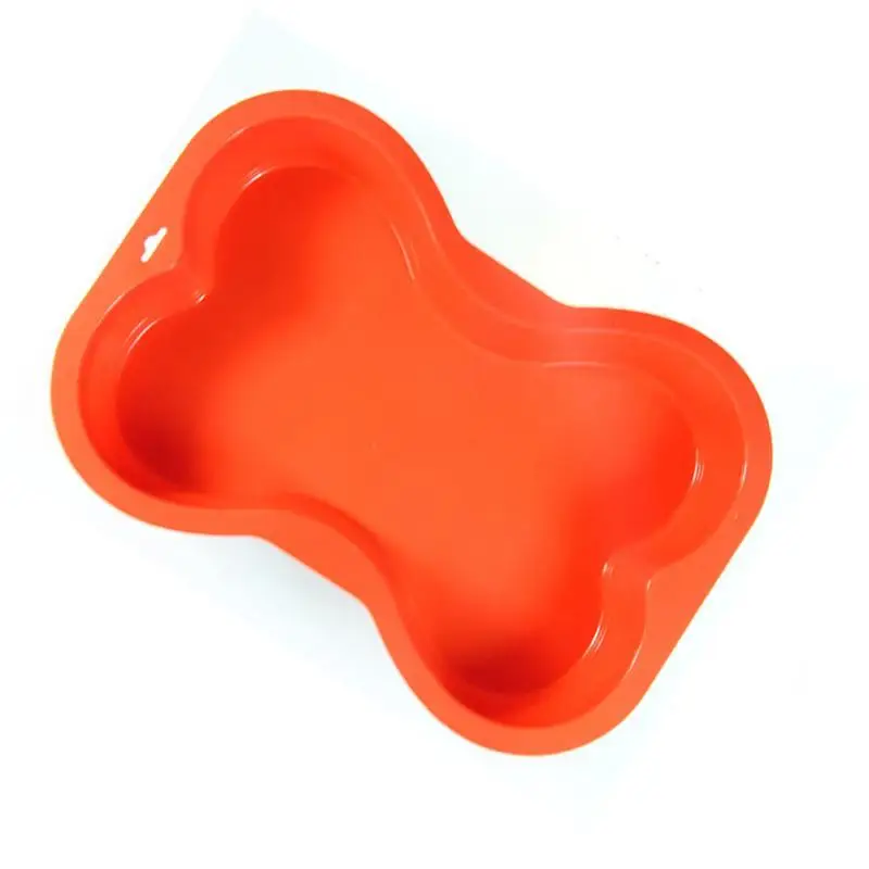 1pc stampo in Silicone antiaderente a forma di osso di cane tortiera per cucciolo di cane compleanno colore rosso strumento di cottura fai da te strumenti di decorazione