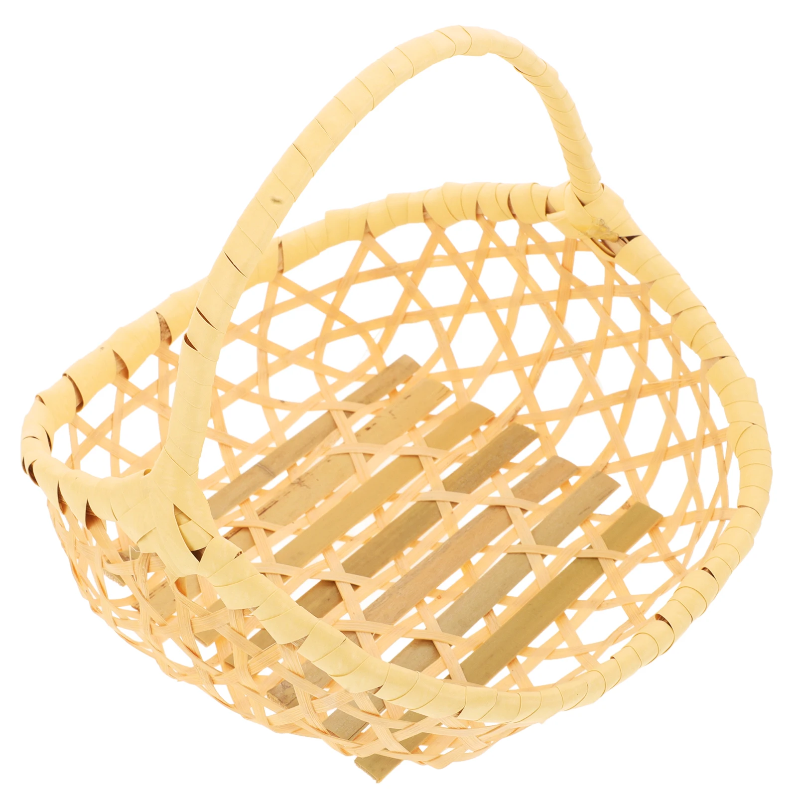 

1pcs Bamboo Basket Woven Desktop Organizer Snack Fruit Baskets Empty Table Storage Multifunctional Traditional Craftsmanship