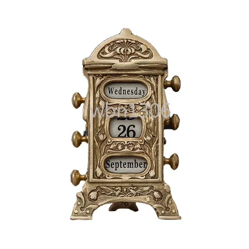 

Retro brass book desktop desk calendar high-end handmade decorative ornament perpetual calendar