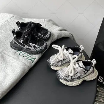 Beige schwarz Kinder sportschuhe Frühling neue Jungen Mode Papa Schuhe weiblich Baby atmungsaktiv Mesh weiche Sohle Freizeit schuhe 18