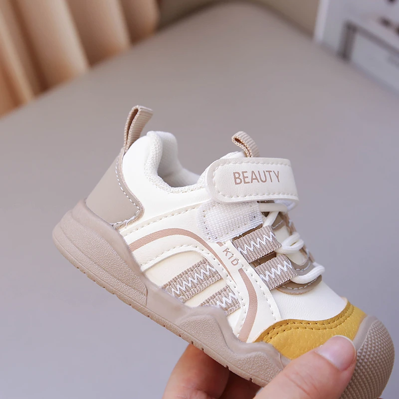 Anti-Kollisions-Laufschuhe für Kleinkinder, atmungsaktive Freizeit-Sneaker für Jungen und Mädchen, mit doppeltem Klettverschluss, Frühling und Herbst – Detail 7