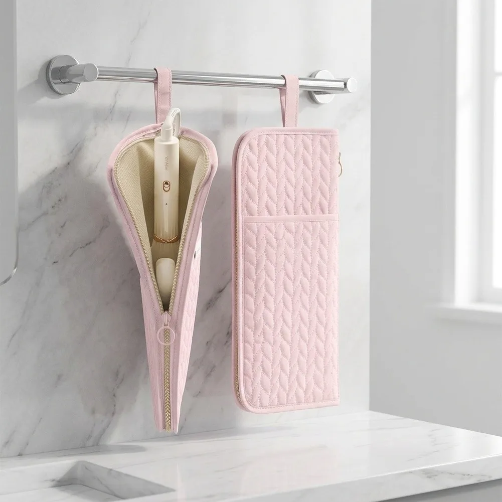 2 in 1 Hair Tools Storage Mat and Organizer Pouch for Hot Styling Tools Flat Irons Curling Wands Compact Design