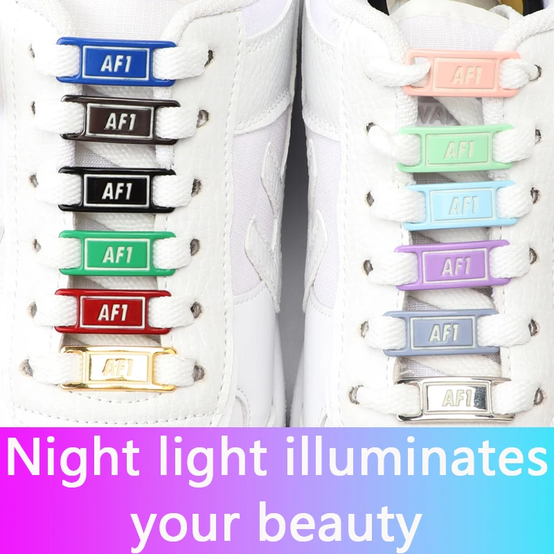 AF1 Luminous Shoelaces Buckle Sneaker Decorations Glowing Metal Lock for Shoelace DIY Laces Chapa Shoe Accessories 2pcs/pair New