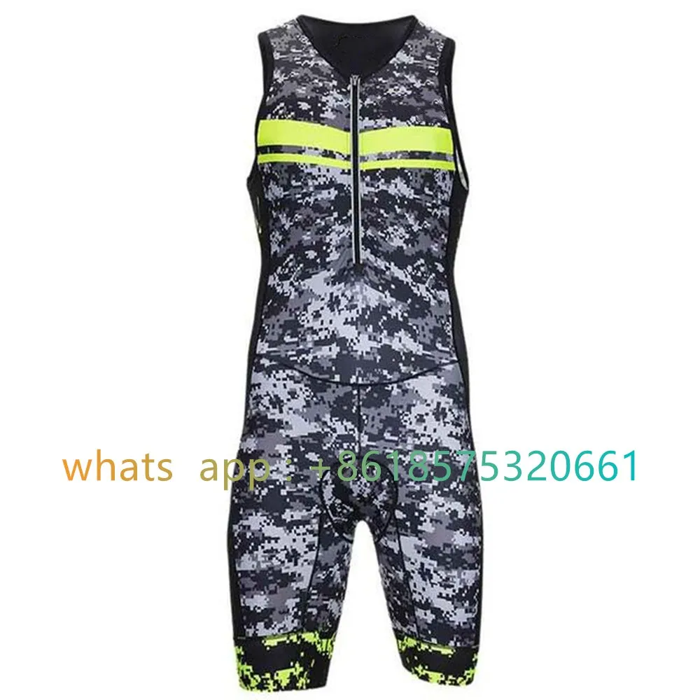 

Professional Team Triathlon Competition Suit Men's Sleeveless Jumpsuit One-piece Cycling Suit Running Swimming Quick-drying Suit