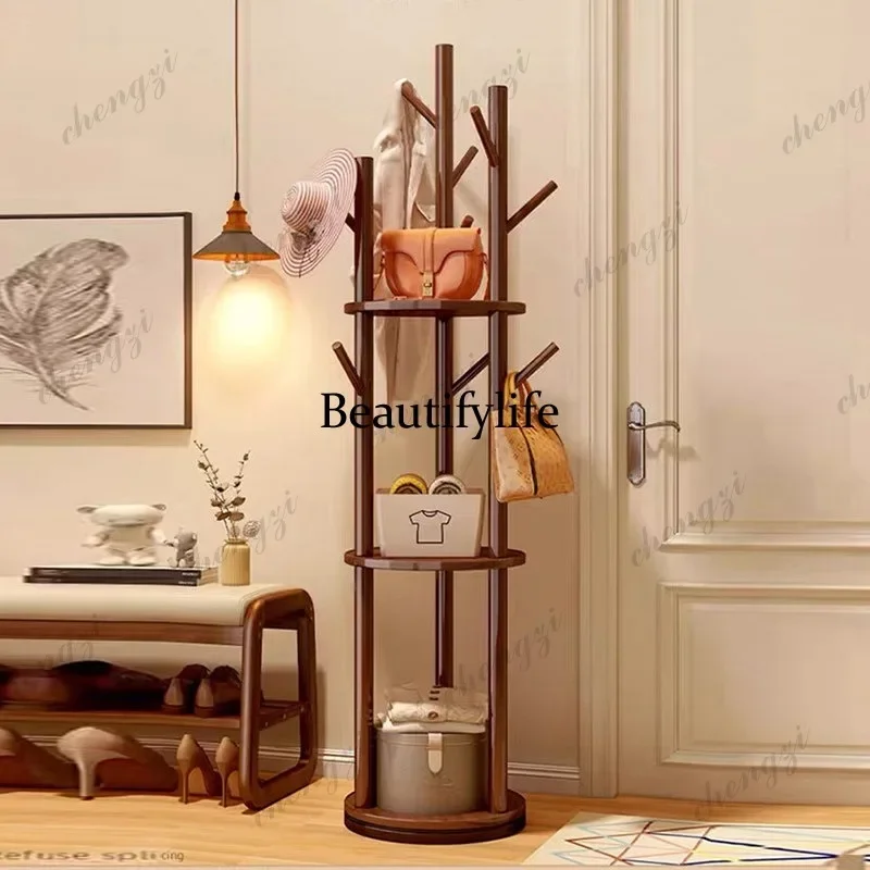 F181 Rotating coat rack Floor-to-ceiling living room home practical corner entrance wooden simple vertical hanger