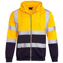 Men Workwear High Visibility Work Jacket Coat Mens Reflective Safety Sweatshirt Hooded Coat Wrok Clothing Winter Jackets