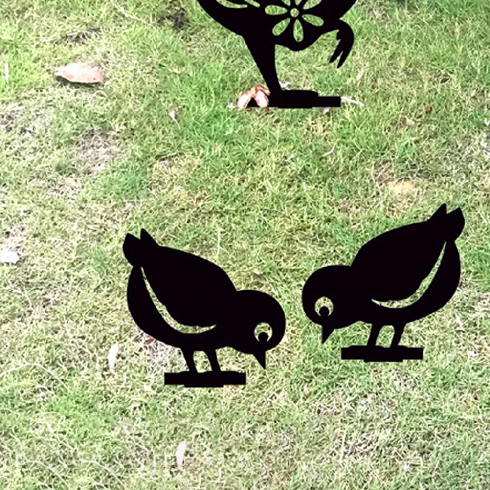 

2 Pcs Chicken Card Insertion Garden Stakes Lawn Decor Ornament Outdoor Ornaments Yard Sign with Decorate Signs Decorative