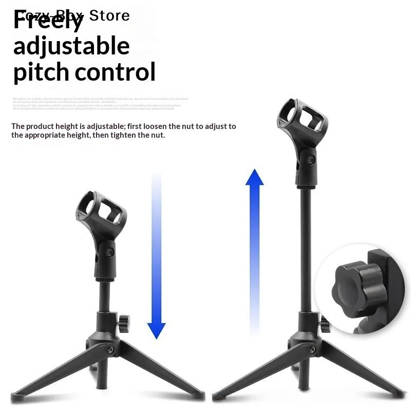 [ZY]1Pcs Portable Adjustable Microphone Stand Table Stand Lightweight Bracket Desktop Tripod Table Stand Clip Holder[ZY]