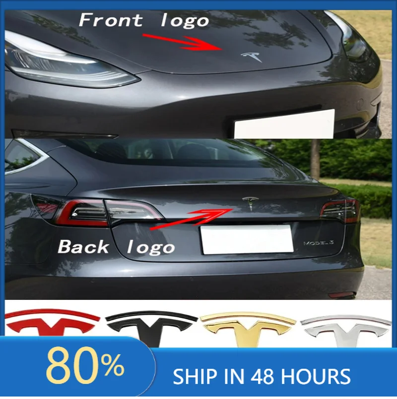 

Car Stickers Tesla Car Front Emblem Rear Trunk Emblem Sticke for Model 3 Mode Y metal logo replacement rear and rear logos black