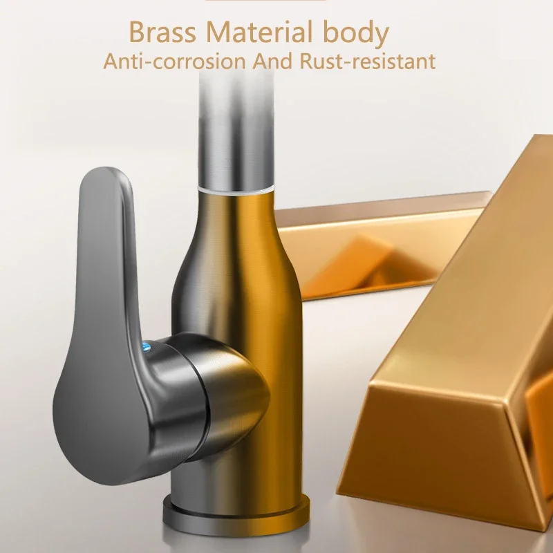 Gray Pull Out Kitchen Faucet Deck Mounted Flexible Hot And Cold Water Kitchen Sink Mixer Tap With Stream Shower Modes