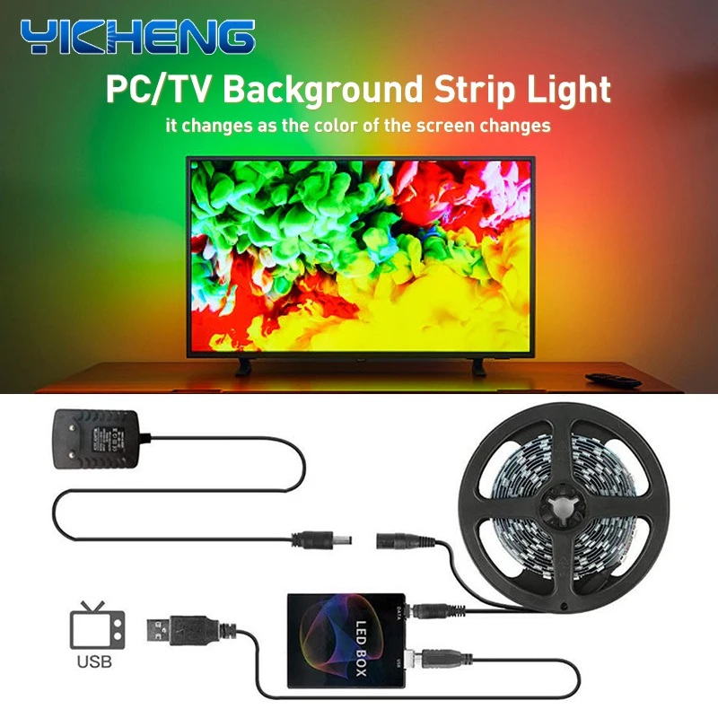 Imersive TV PC Background Light Strip RGBIC LED Tiras Monitor de computador HDTV Tela Cor Sincronização Inteligente APP Controle Lâmpadas Ambientais