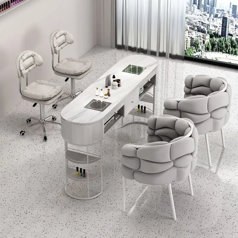 Luxury Manicure Table Modern Salon Furniture Nail Vacuum Cleaner Manicure Table With Mable Top