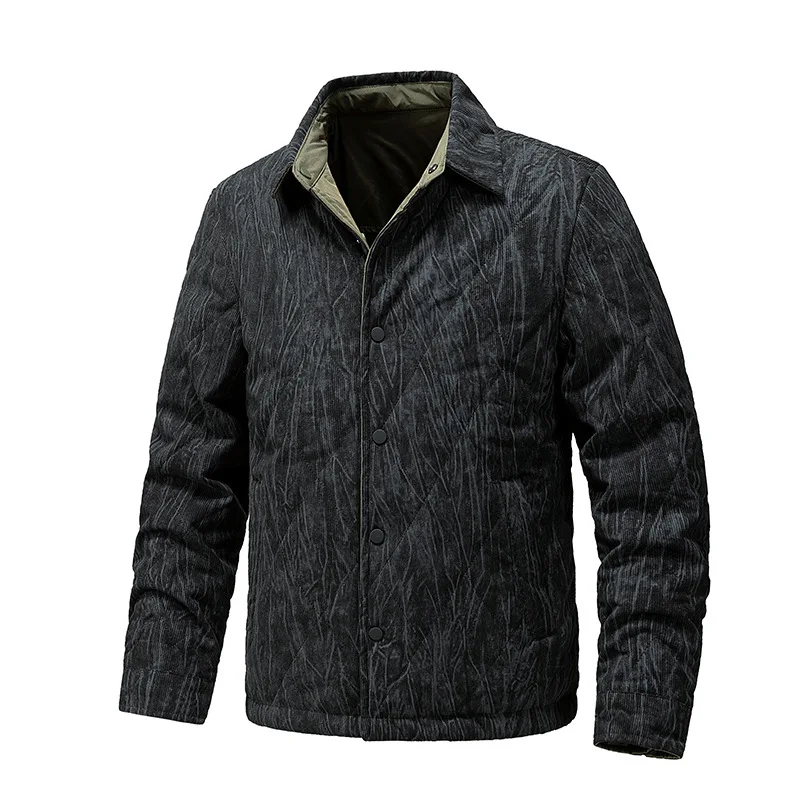 

Trade Wholesale Autumn and Winter Large Size Retro Jacket Tie-dye Double-sided Coat Casual Lapel Trendy Warm Men's Clothing