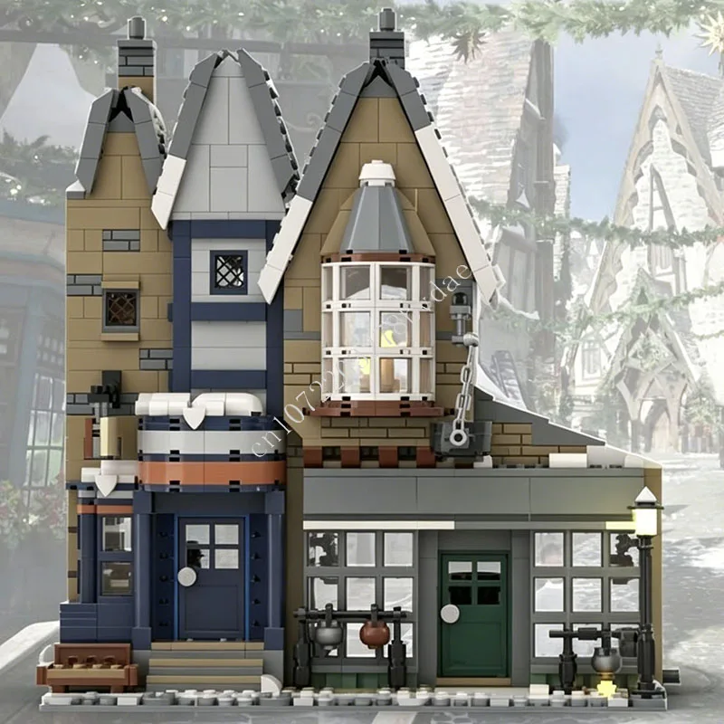 1382 PCS Medieval Magic Town Book Shop Building Blocks Modular Street Scene Architecture Assembly Man For Adults Home Decoration